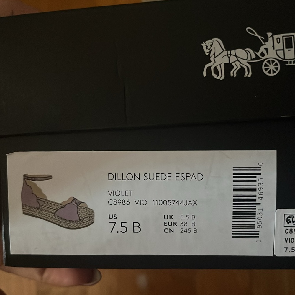 COACH DILLON SUEDE ESPADRILLE STRAPPY SANDAL VIOLET - Picture 5 of 5